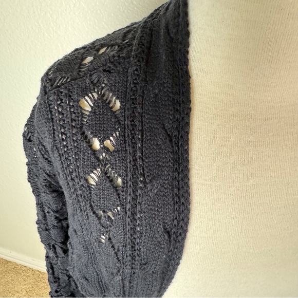 GIRLS Sz 12 Black Cotton 3/4 Sleeve light summer cardigan modesty open front - Picture 4 of 4